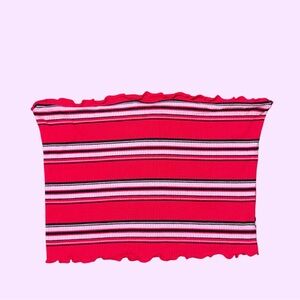 Ambiance Red and White Striped Ribbed Tube Top